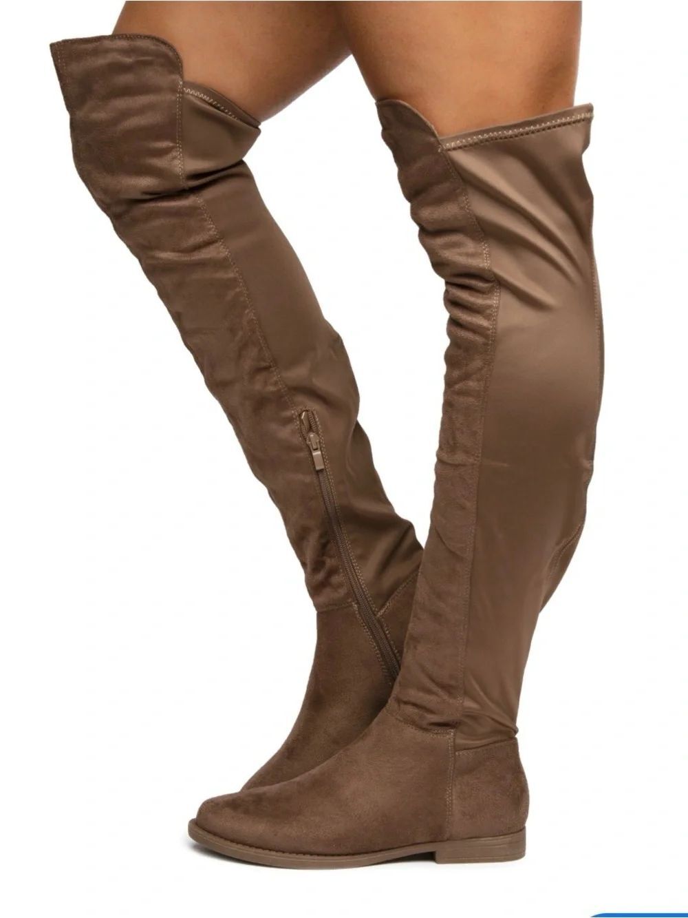 Over-the-Knee Brown Women's Faux Suede & Stretch Boots